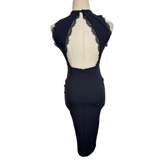 Nookie Sweet Life High Neck Cutout Lace Trim Pencil Midi Dress Black x Revolve - Picture 6 of 13